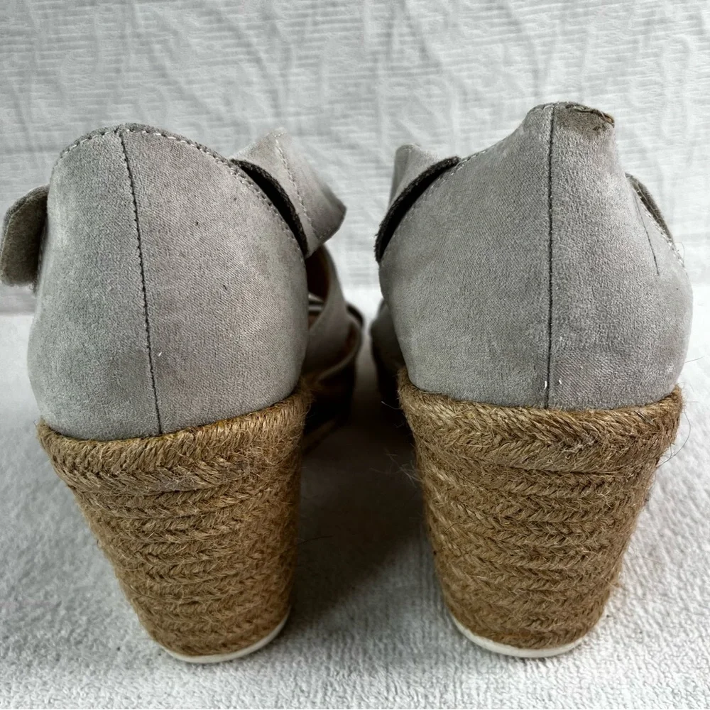 Dr Scholls Visitor Cross Strap Faux Suede Heeled Espadrille Sandal Wedge Shoe 10